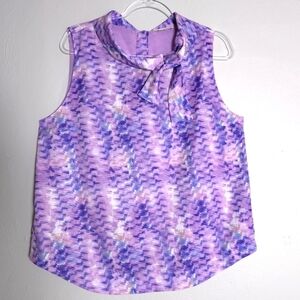 Soft Surroundings Adrie Top Purple Orchid Soft TieCollar Size Large